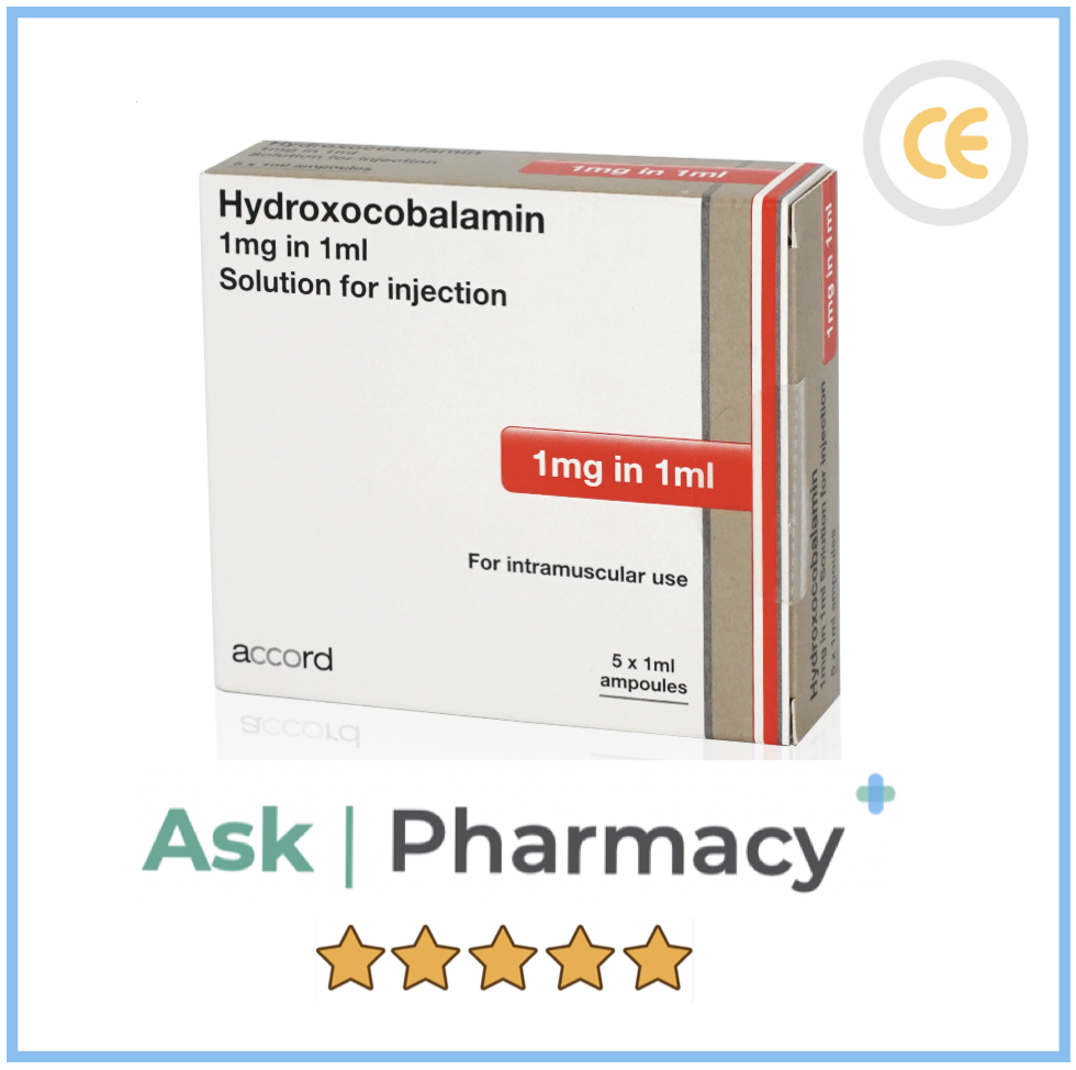 Hydroxocobalamin 1mg/1ml Injection Amps (B12) (IM )(5amps) Ask Pharmacy